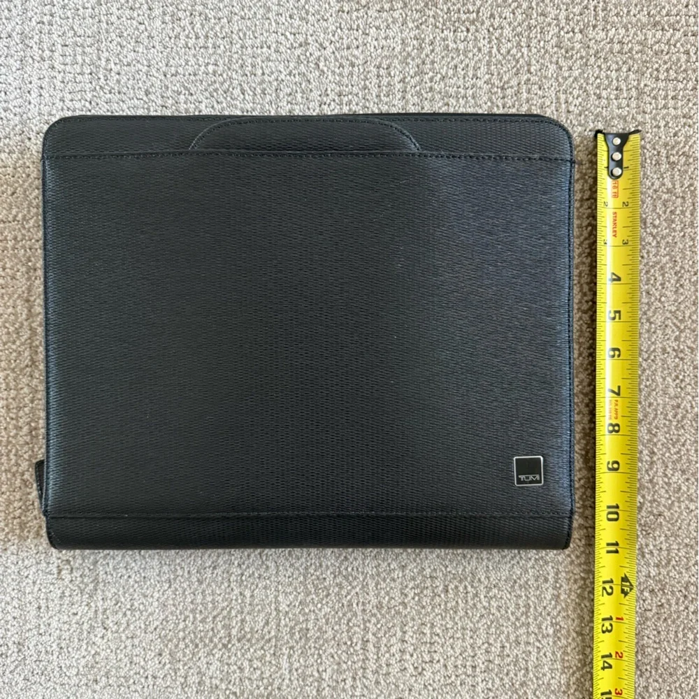 TUMI textured black leather attaché travel bag or briefcase